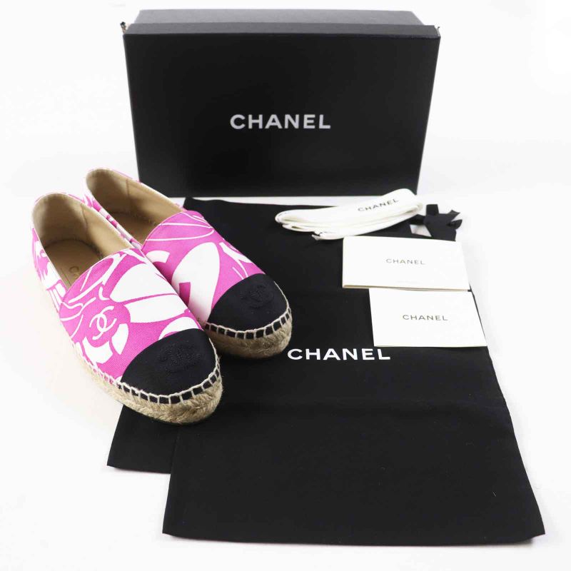 CHANEL G30898 Coco Mark Pattern Espadrilles Canvas Jute Purple 36 With