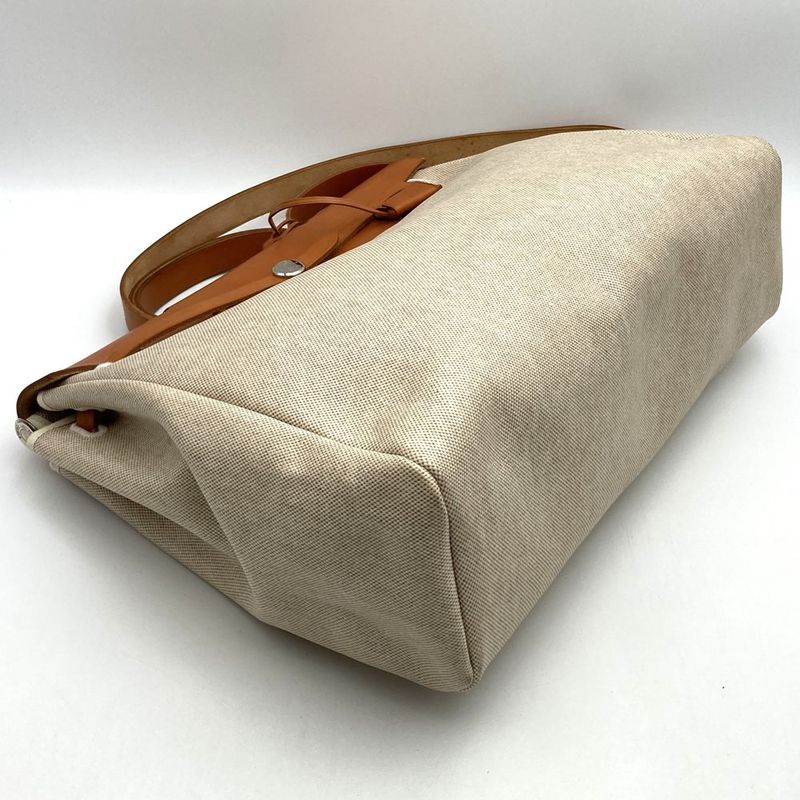 Hermes Herbag GM Canvas 2WAY With Attachable Key Shoulder Bag Ivory Ladies