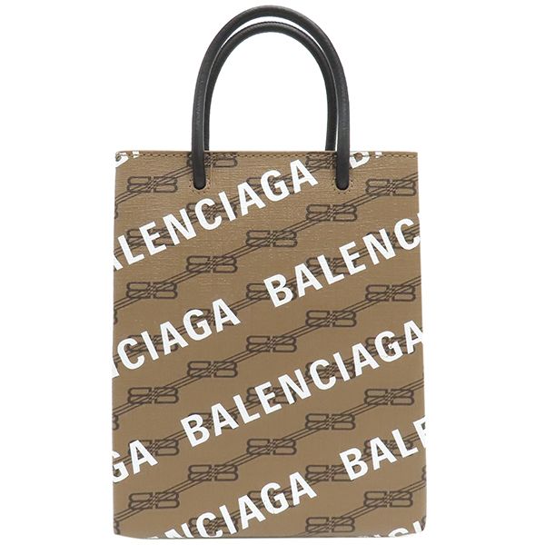Balenciaga 2way Bag Large Shopping Bag Coated Canvas Leather Brown Gold