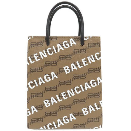 Balenciaga 2way Bag Large Shopping Bag Coated Canvas Leather Brown Gold
