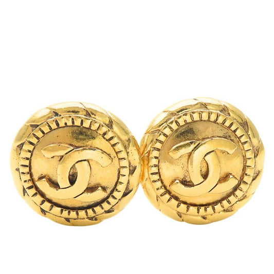 Chanel Earrings CC Logo Metal Gold Plated