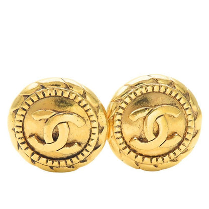 Chanel Earrings CC Logo Metal Gold Plated