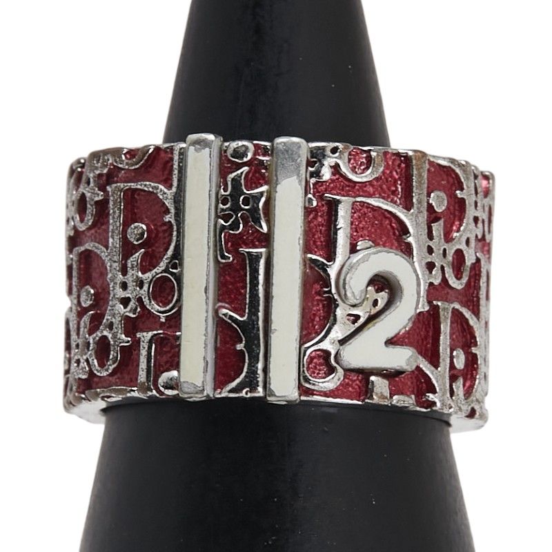 Dior Trotter Ring Ring #5 Silver Red Metal Women's Dior