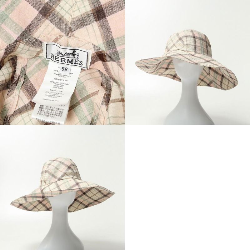 2022ssHermes Hat Size 58 Hat Serie Button Check Made In France