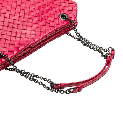 Bottega Veneta Intrecciato Chain Shoulder Bag Pink Leather Women Bottega Veneta