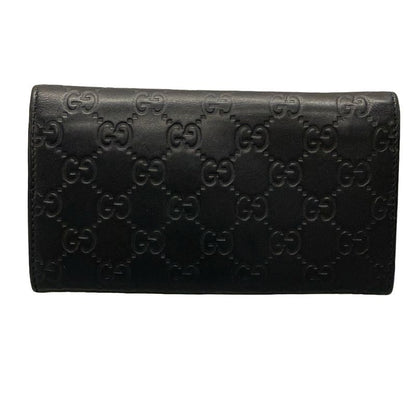 Gucci Long Wallet Stripe Line Metal Bar 244946 Black Leather