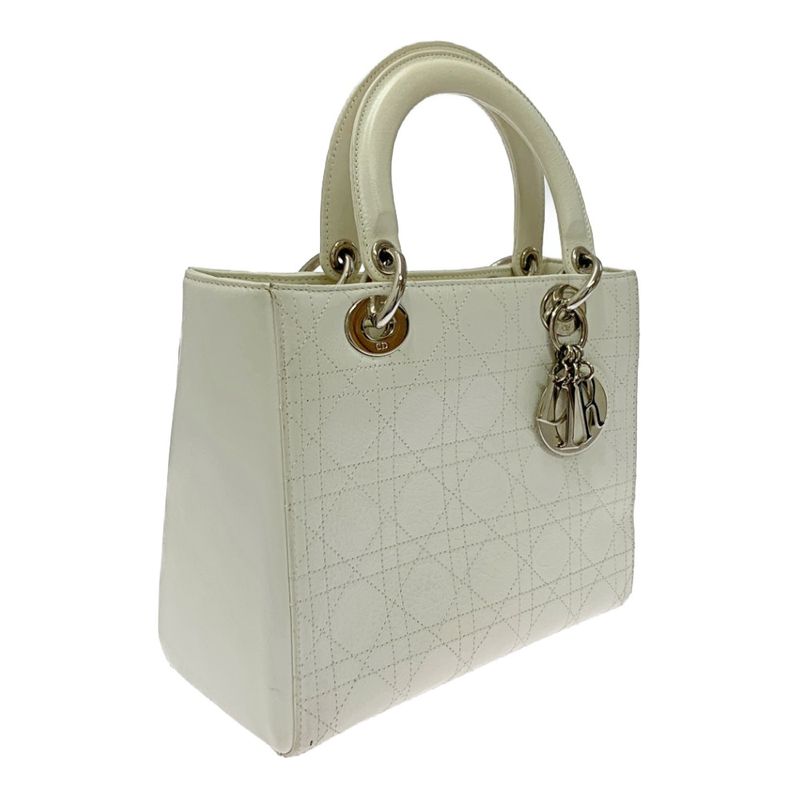 Dior Lady Dior Lambskin Cannage 2way Handbag White 356662 Handbag