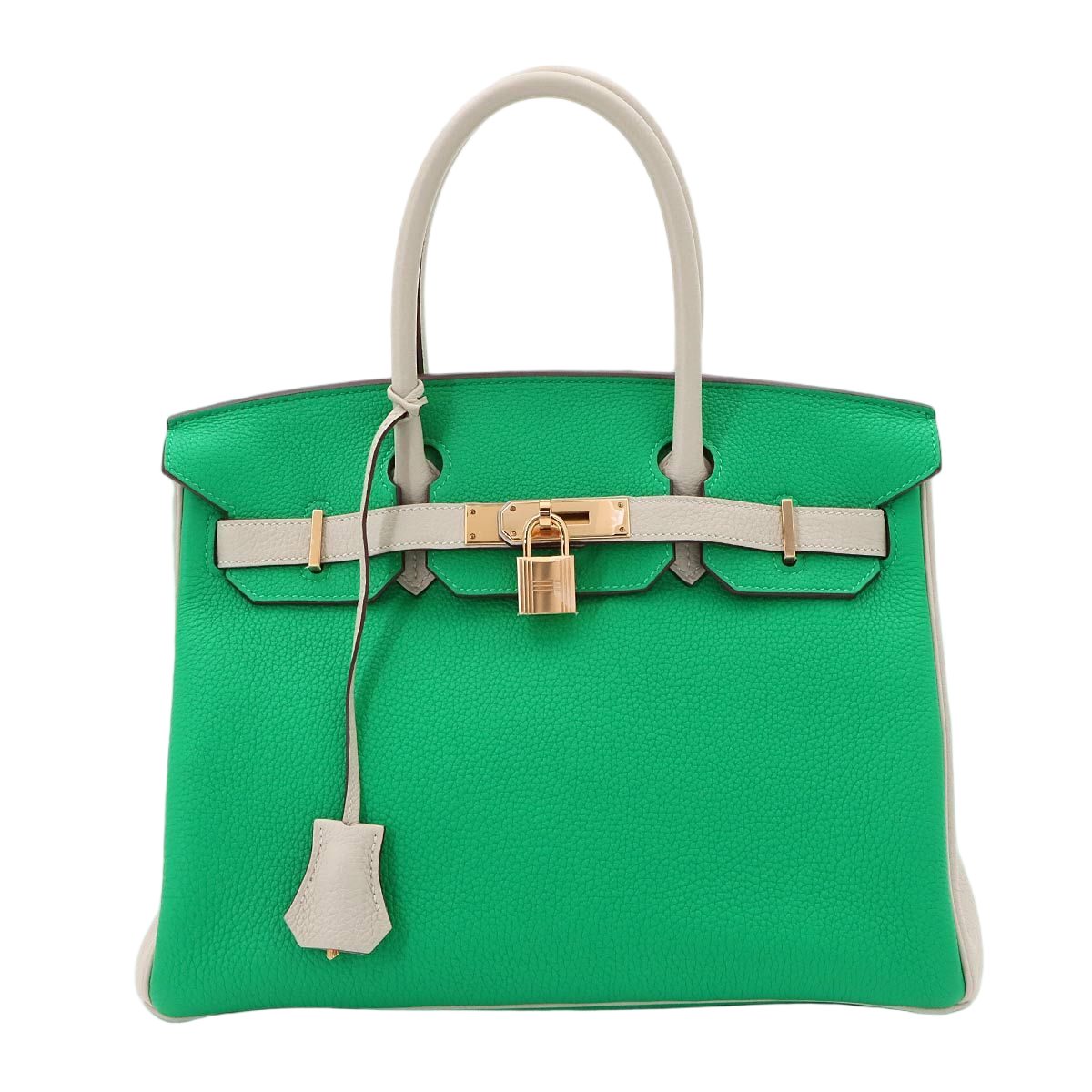 Hermes Birkin 30 Personal Togo Mint Gris Perle Hand Bag Gold