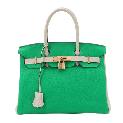 Hermes Birkin 30 Personal Togo Mint Gris Perle Hand Bag Gold