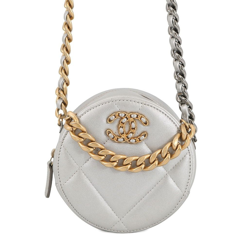 Chanel Chain Shoulder Bag 19 CC Logo Lambskin
