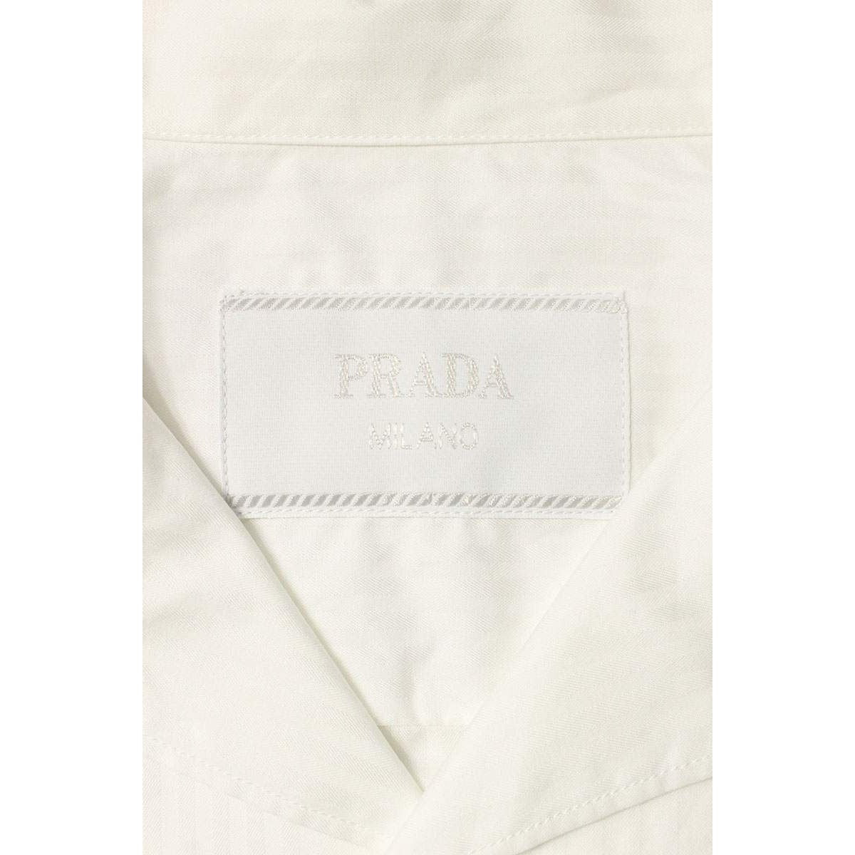Prada Striped Triangle Patch Short Sleeve Shirt — view 3