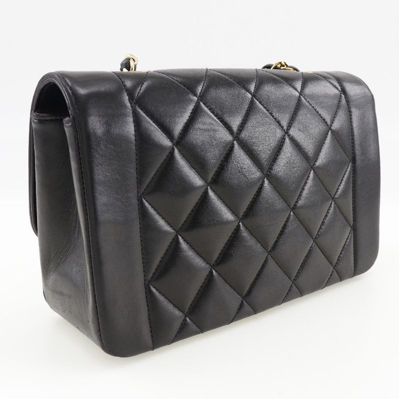 Chanel Chain Shoulder Coco Mark Diana Matelasse Lambskin Black Women's Shoulder