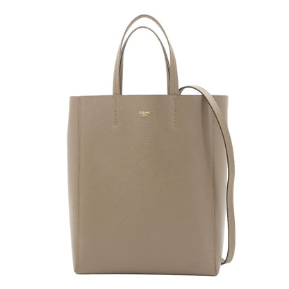 Celine Small Vertical Cover 2-Way Tote Shoulder Bag Leather Taupe
