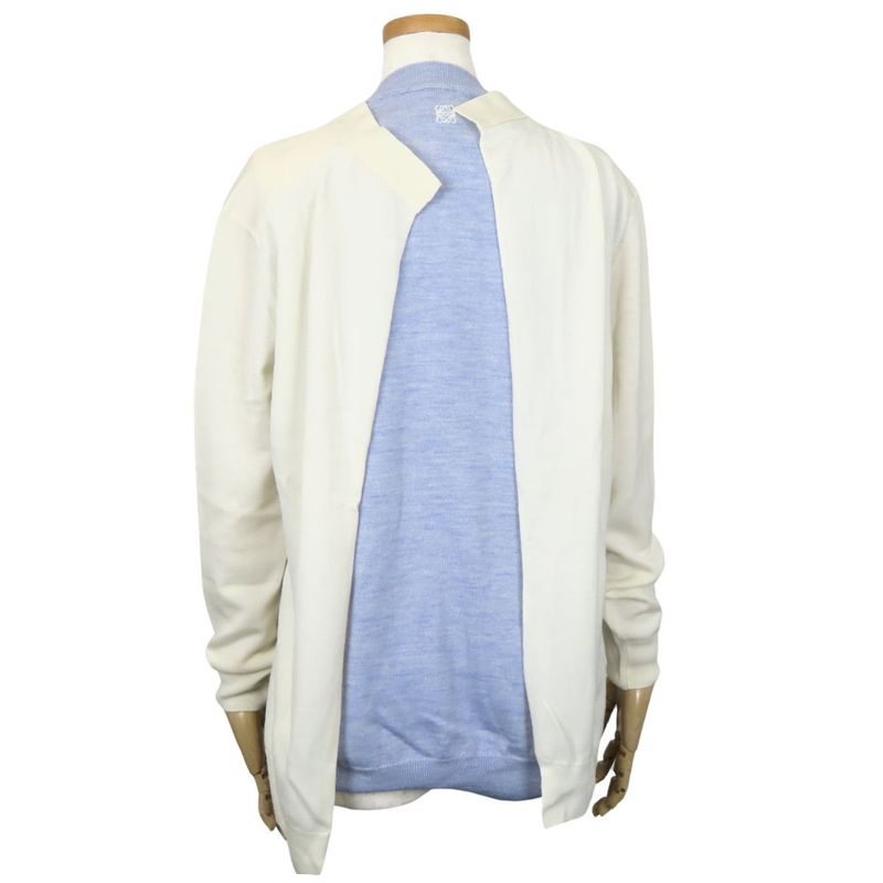 Loewe Cardigan XS Wool Ivory Sac Blue Asymmetrical Bicolor Apparel Women Ladies