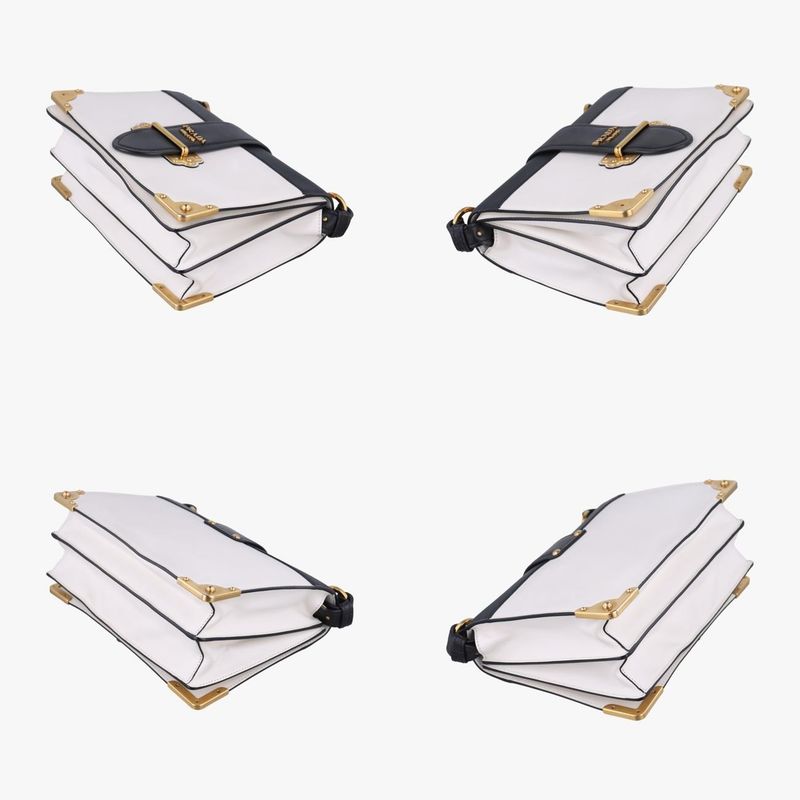 Prada Cahier Black And White Leather X Saffiano Leather 1bd04525 L