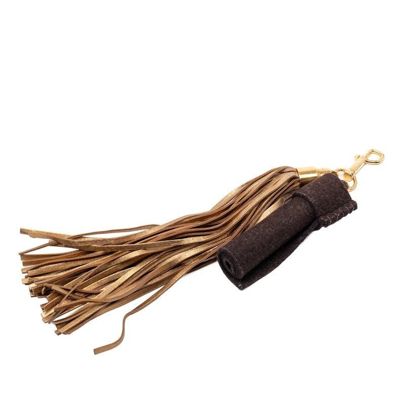 Louis Vuitton Bijou Sac Rainbow Pom Tassel Bag Charm Key Holder Gold Brown