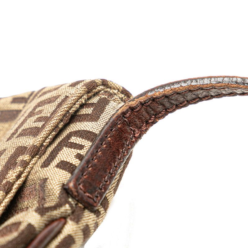 Fendi Zucchino Crossbody Shoulder Bag 8bt075 Brown Canvas Leather Women's Fendi