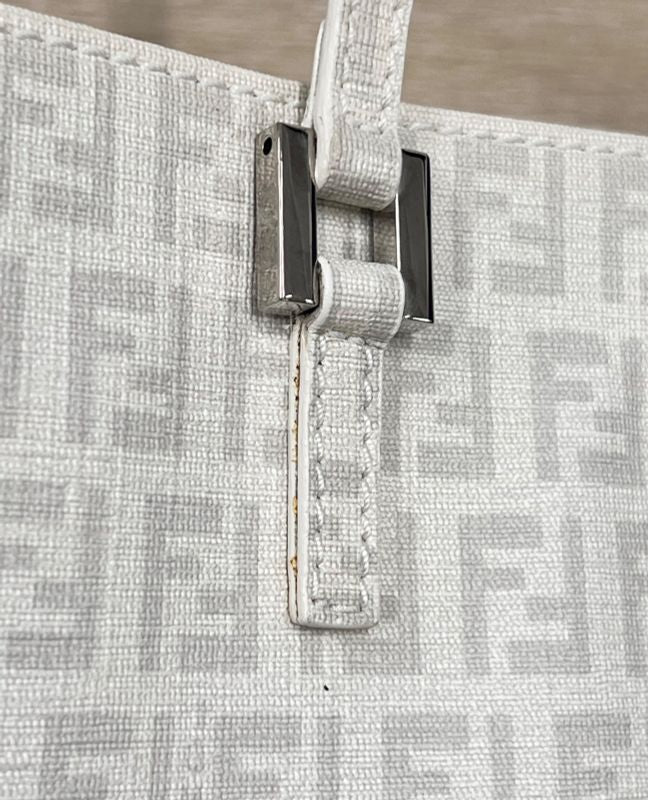 Fendi Bag Tote Handbag Zucchino Pattern White Gray 73ga948