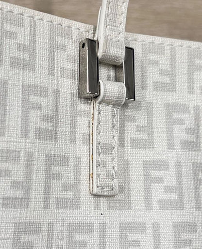 Fendi Bag Tote Handbag Zucchino Pattern White Gray 73ga948