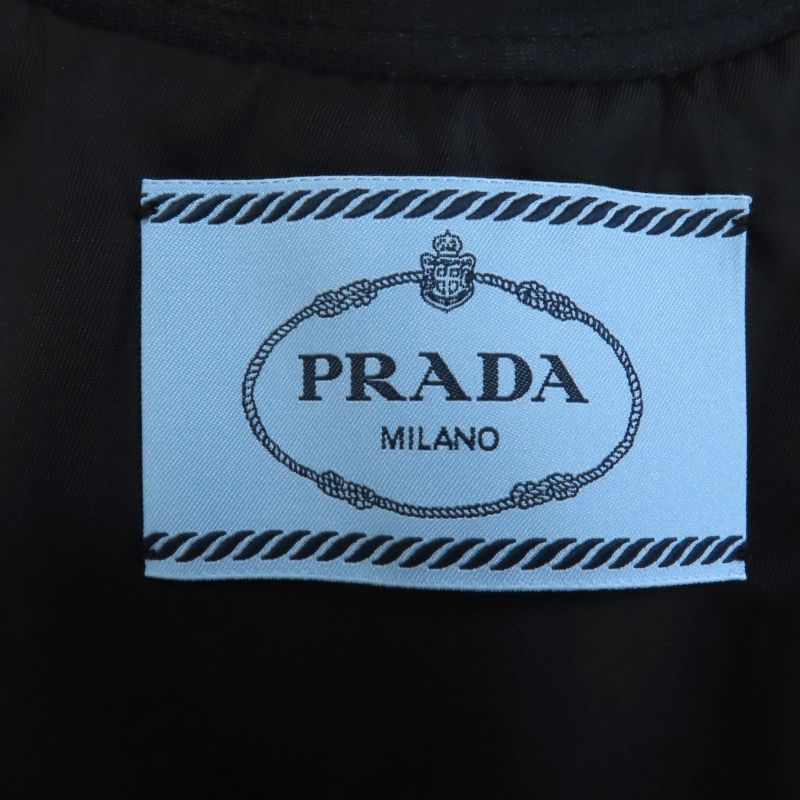 Prada 230623 Triangle Logo Leather Re-nylon Sleeveless Dress Black Red 36 Made