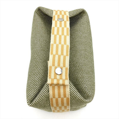 Hermes Brid A Black GM Pouch Wool Cotton Green Handbag For Bath Women