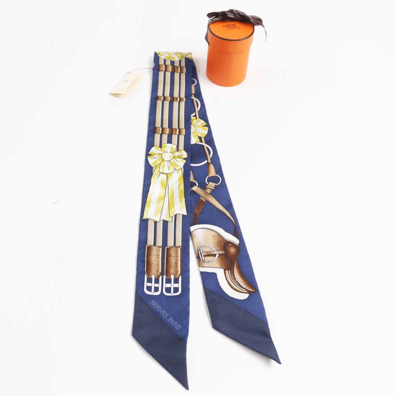 Hermes Twilley Junping Jumping 100% Silk Scarf Navy Multi With Box Made In