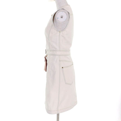 Louis Vuitton 23SS A-line Bleached Denim Zip-up Dress Ivory 36 With Hanger And