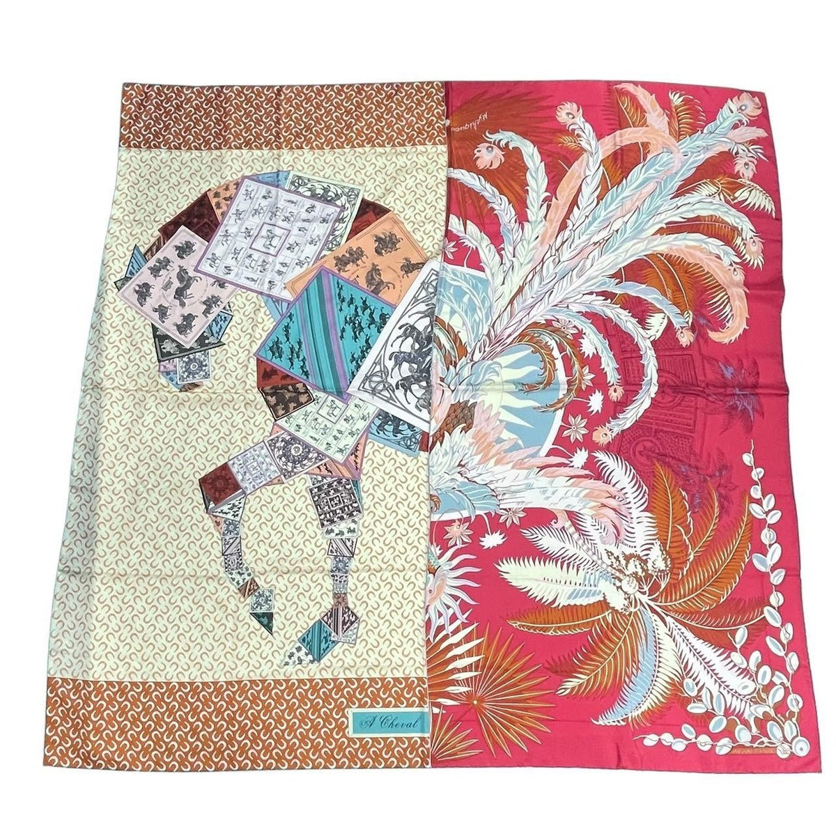 Hermes Scarf Silk Carre 140 a Cheval Sur Mon Mythiques Phoenix on — view 2