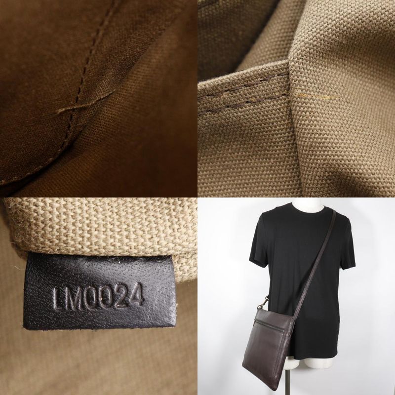 Louis Vuitton Sac Pla Utah M92073 Calf Cafe Brown Lm0024 Men's Shoulder Bag