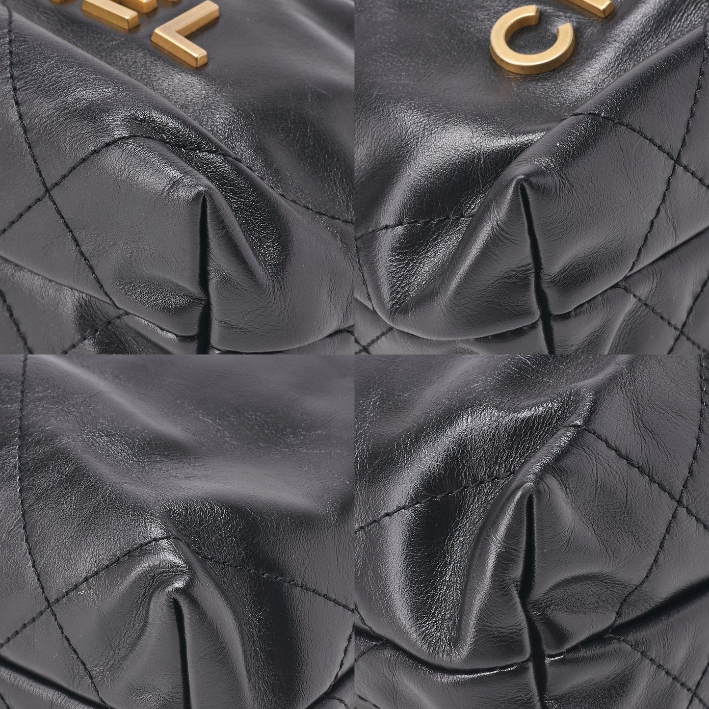 Chanel 22 Mini Calfskin Black Drawstring Chain Shoulder Bag With Gold Hardware