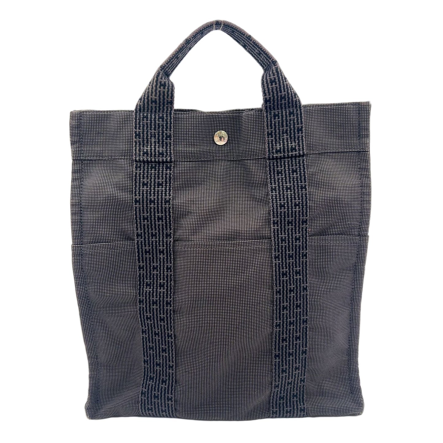 Hermes Her Line a Dos Canvas Dark Gray Backpack Silver