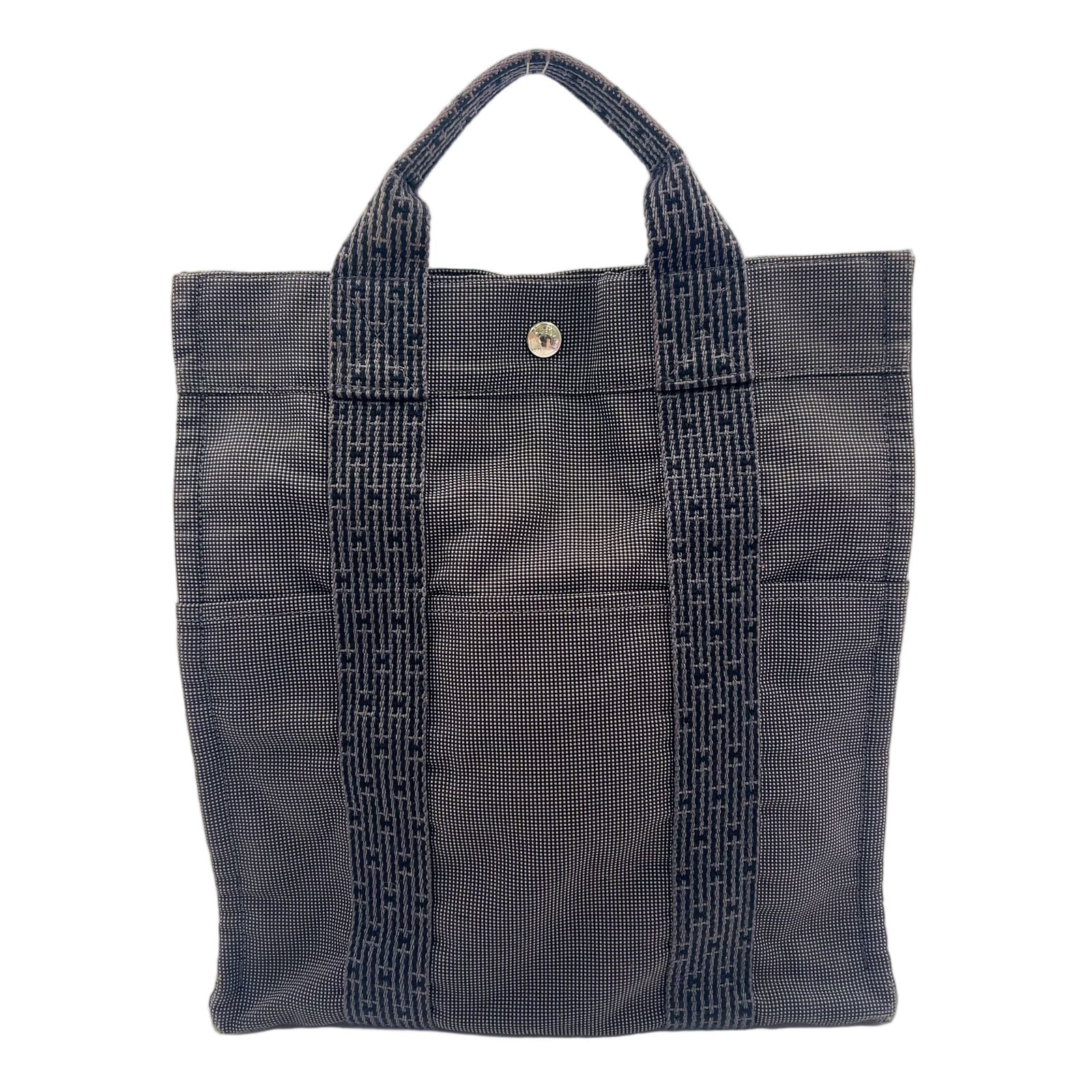 Hermes Her Line a Dos Canvas Dark Gray Backpack Silver