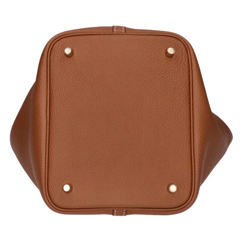 Hermes Picotin Lock MM Engraved B Ghardware Taurillon Clemence Gold Handbag