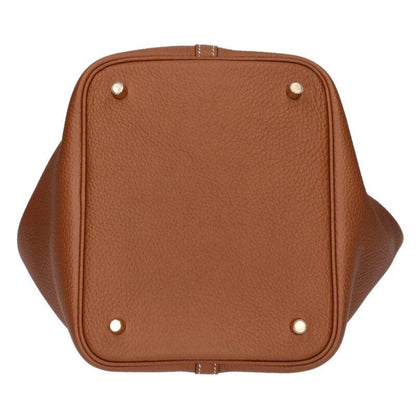 Hermes Picotin Lock MM Engraved B Ghardware Taurillon Clemence Gold Handbag