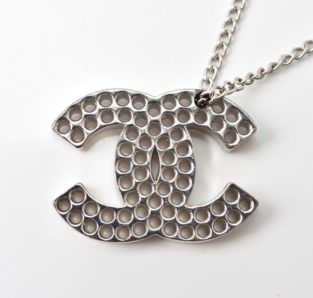 Chanel Necklace Pendant Coco Mark CC Perforated Silver A27967 230655