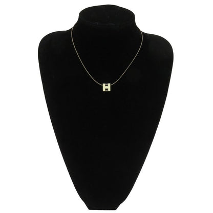 Hermes Necklace Caged Ash H Cube Metal Enamel White and Silver Hardware [box
