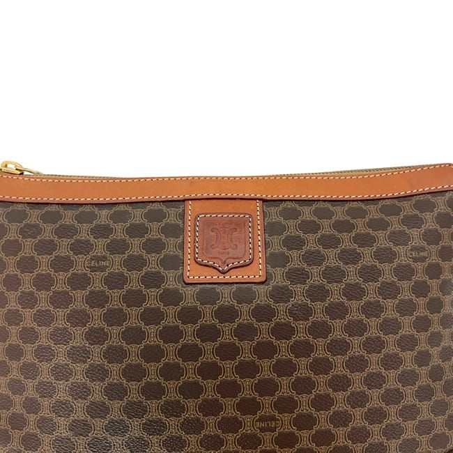Celine Second Bag Brown Macadam Clutch Bag PVC Leather