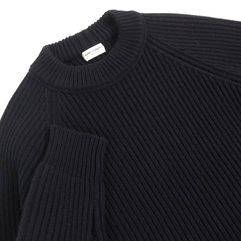 Saint Laurent Paris 574444 Wool Cashmere Bottleneck Long Sleeve Ribbed Knit