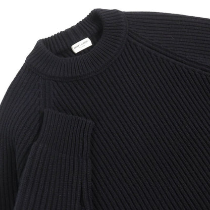 Saint Laurent Paris 574444 Wool Cashmere Bottleneck Long Sleeve Ribbed Knit