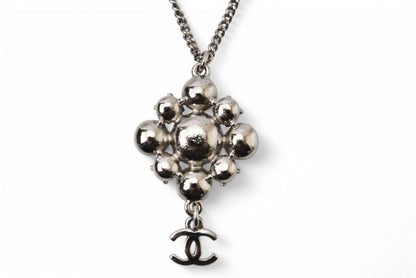 Chanel Necklace Pendant 2way Chanel Coco Mark CC Rhinestone Silver A12V