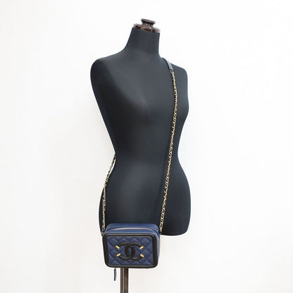 Chanel CC Filigree-chain Shoulder Bag Navy-gdhardware Matelasse