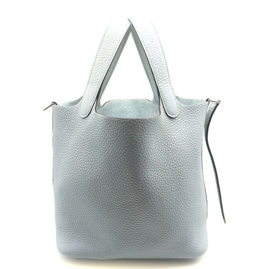 Hermes Picotin Lock PM Blue Pale Taurillon Clemence Handbag Silver