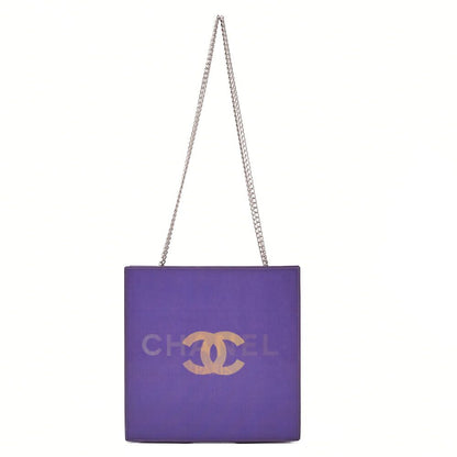 Chanel Shoulder Bag Coco Mark Logo Hologram Purple Silver Hardware Women's Bag