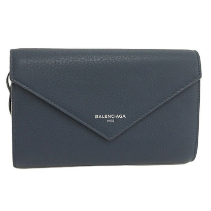 Balenciaga Paper Mani Bifold Wallet Leather Navy