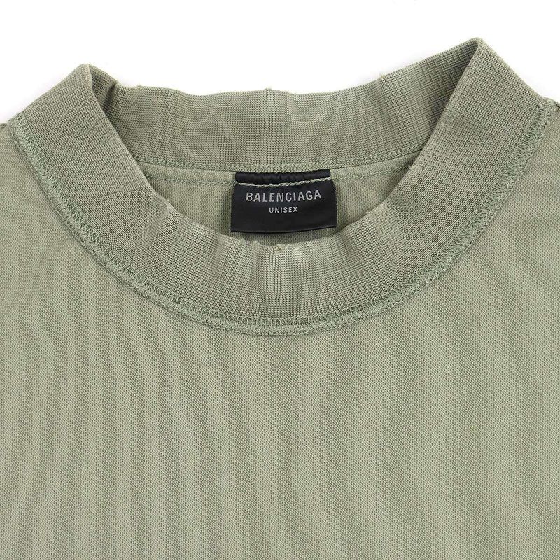 Balenciaga 25ss Medium Fit T-Shirt Inside Out Logo T-Shirt 822441 Tsva2 Green