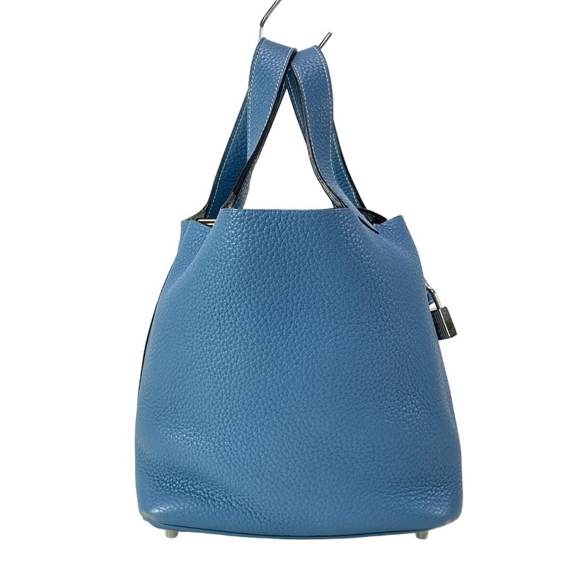 Hermes Handbag Picotin Lock PM Blue Jean Silver Hardware