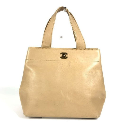 Chanel Handbag Turnlock CC Leather Beige