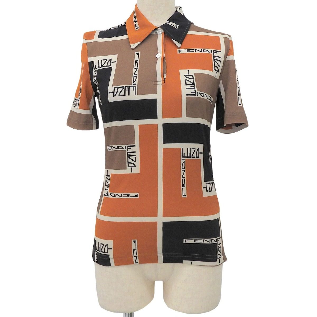 Fendi Made Cotton Fflogo Print Short Sleeve Polo Shirt Multi