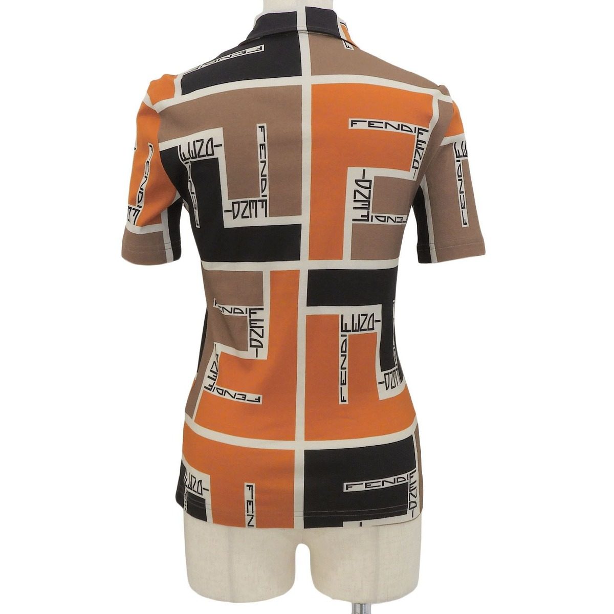 Fendi Made Cotton Fflogo Print Short Sleeve Polo Shirt Multi — view 2