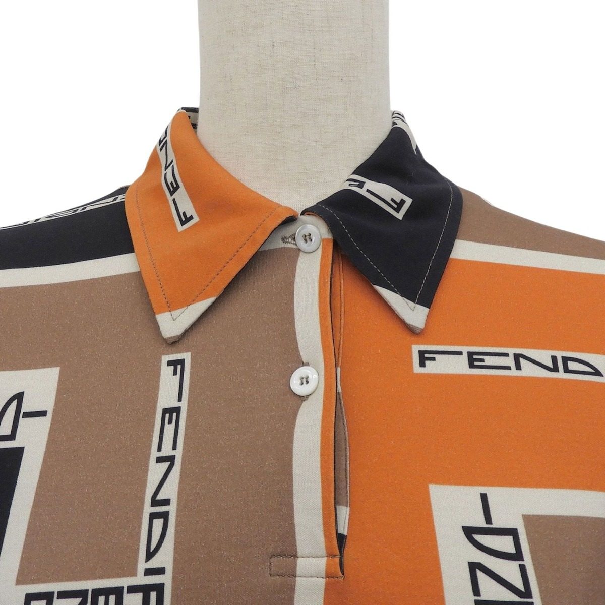 Fendi Made Cotton Fflogo Print Short Sleeve Polo Shirt Multi — view 3